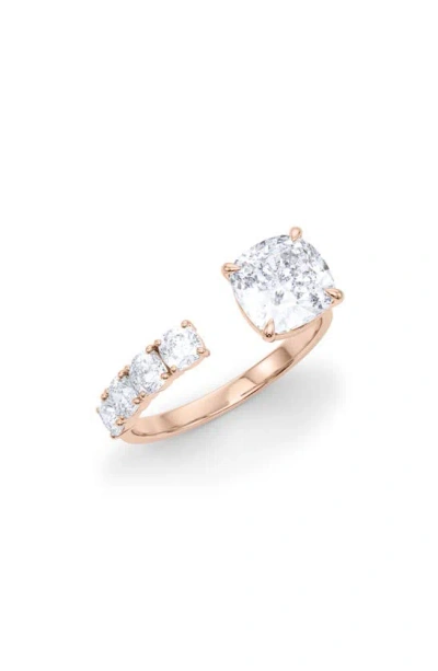 Hautecarat Floating Cushion Lab Created Diamond Ring In 18k Rose Gold