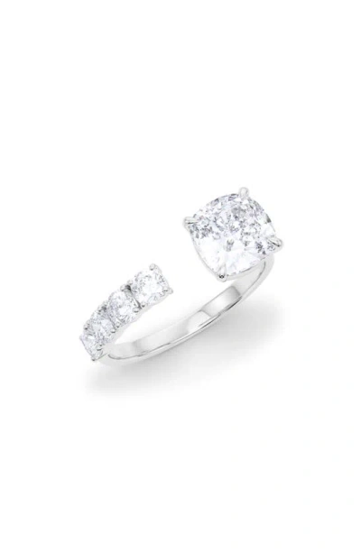 Hautecarat Floating Cushion Lab Created Diamond Ring In 18k White Gold