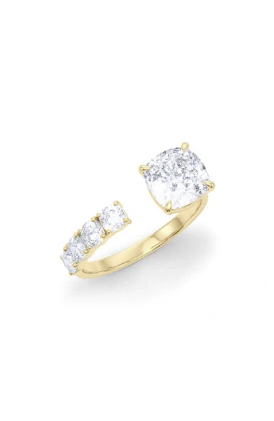 Hautecarat Floating Cushion Lab Created Diamond Ring In 18k Yellow Gold