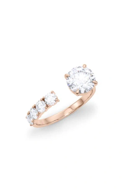 Hautecarat Floating Round Lab Created Diamond Ring In 18k Rose Gold