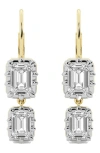 Hautecarat Georgian Lab Grown Diamond Twin Radiant Cut Drop Earrings In Metallic