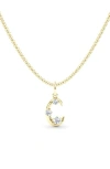 Hautecarat Graduated Lab-created Diamond Initial Letter Pendant Necklace In C - 18k Yellow Gold
