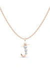 Hautecarat Graduated Lab-created Diamond Initial Letter Pendant Necklace In J - 18k Rose Gold