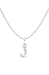 Hautecarat Graduated Lab-created Diamond Initial Letter Pendant Necklace In J - 18k White Gold