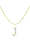 Hautecarat Graduated Lab-created Diamond Initial Letter Pendant Necklace In J - 18k Yellow Gold