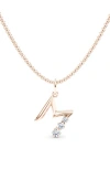 Hautecarat Graduated Lab-created Diamond Initial Letter Pendant Necklace In M - 18k Rose Gold