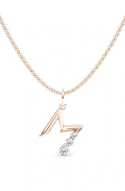 Hautecarat Graduated Lab-created Diamond Initial Letter Pendant Necklace In M - 18k Rose Gold