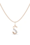 Hautecarat Graduated Lab-created Diamond Initial Letter Pendant Necklace In S - 18k Rose Gold