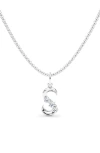 Hautecarat Graduated Lab-created Diamond Initial Letter Pendant Necklace In S - 18k White Gold