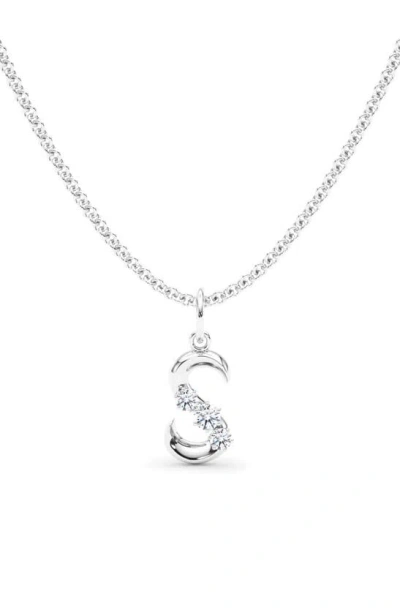 Hautecarat Graduated Lab-created Diamond Initial Letter Pendant Necklace In S - 18k White Gold