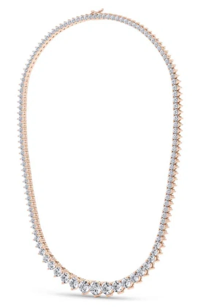 Hautecarat Graduated Lab Created Diamond Tennis Necklace In 14k Rose Gold