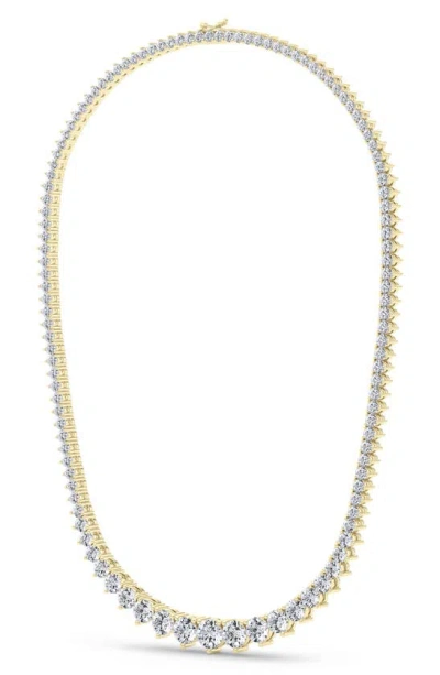 Hautecarat Graduated Lab Created Diamond Tennis Necklace In 14k Yellow Gold