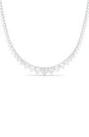 Hautecarat Graduated Lab Created Diamond Tennis Necklace In White Gold/diamond