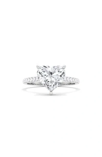 Hautecarat Heart Cut & Pavé Lab Created Diamond 18k Gold Ring In 18k White Gold