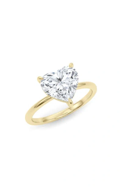 Hautecarat Heart Cut Lab Created Diamond 18k Gold Ring In 18k Yellow Gold