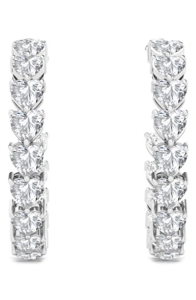 Hautecarat Heart Lab Created Diamond Inside Out Hoop Earrings In 18k White Gold