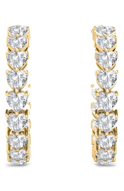 Hautecarat Heart Lab Created Diamond Inside Out Hoop Earrings In 18k Yellow Gold