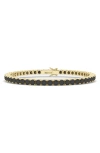 Hautecarat Lab Created Black Diamond Tennis Bracelet In Yellow Gold/ Diamond
