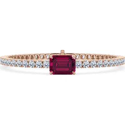 Hautecarat Lab Created Diamond & Garnet Birthstone Tennis Bracelet