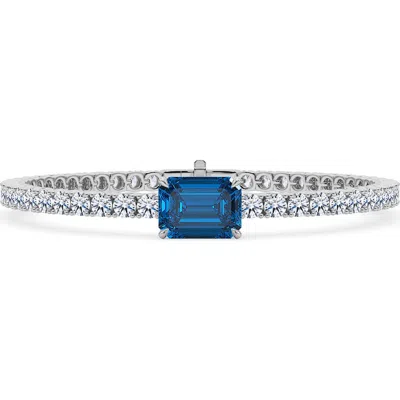 Hautecarat Lab Created Diamond & Sapphire Birthstone Tennis Bracelet