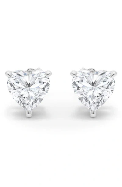 Hautecarat Lab Created Diamond Heart Stud Earrings In 14k White Gold