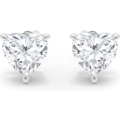 Hautecarat Lab Created Diamond Heart Stud Earrings In 18k White Gold