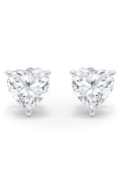 Hautecarat Lab Created Diamond Heart Stud Earrings In 18k White Gold