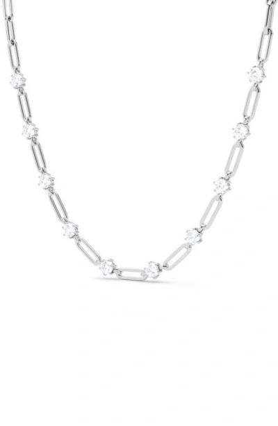 Hautecarat Lab-created Diamond Paper Clip Chain Necklace In 18k White Gold