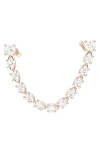 Hautecarat Lab-created Diamond Rope Chain Single Earring With Two Round Studs In 18k Rose Gold