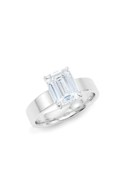 Hautecarat Lab Created Emerald Cut Diamond Ring In 18k White Gold