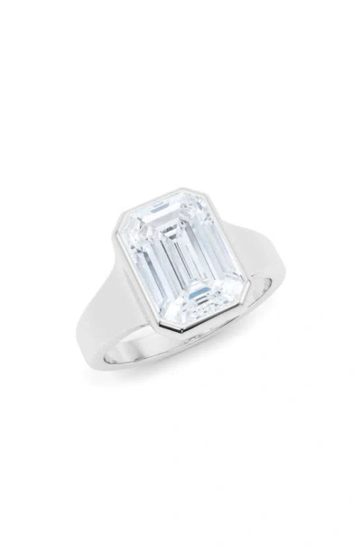 Hautecarat Lab Created Emerald Cut Diamond Ring In 18k White Gold