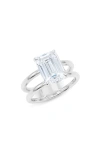 Hautecarat Lab Created Emerald Cut Diamond Ring In 18k White Gold