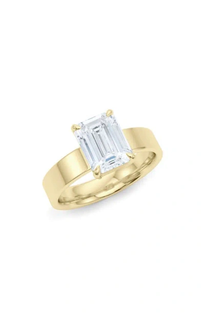 Hautecarat Lab Created Emerald Cut Diamond Ring In 18k Yellow Gold