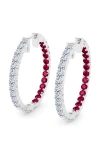Hautecarat Lab Grown Diamond & Birthstone Inside Out Hoop Earrings