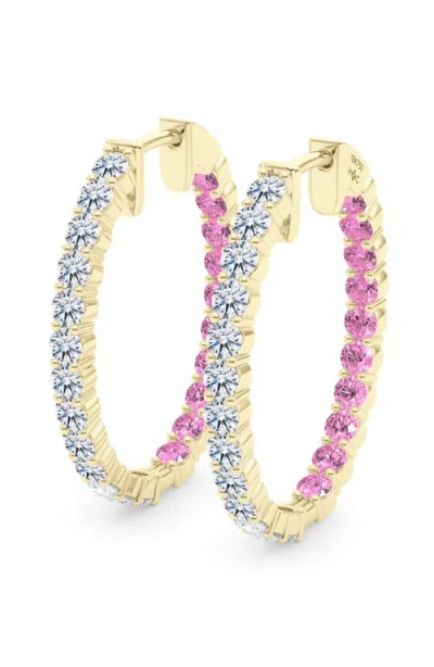 Hautecarat Lab Grown Diamond & Birthstone Inside Out Hoop Earrings In Gold