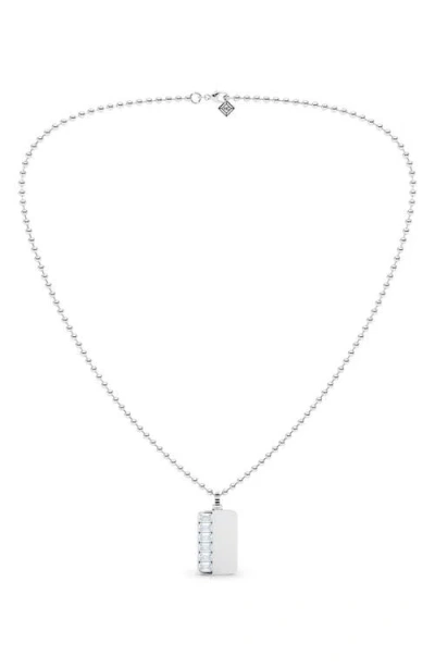 Hautecarat Lab Grown Diamond Dog Tag Necklace In Metallic