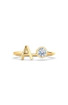 Hautecarat Lab Grown Diamond Letter Ring In Gold