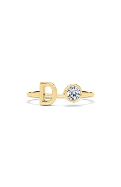 Hautecarat Lab Grown Diamond Letter Ring In Gold