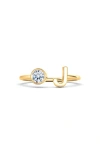 Hautecarat Lab Grown Diamond Letter Ring In 18k Yellow Gold - J