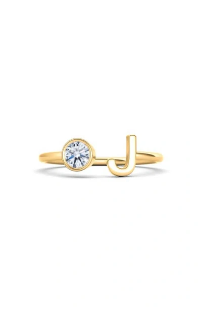 Hautecarat Lab Grown Diamond Letter Ring In 18k Yellow Gold - J