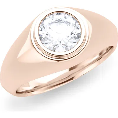 Hautecarat Lab Grown Diamond Signet Ring In Rose Gold