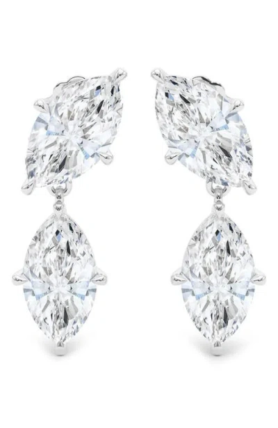 Hautecarat Lab Grown Diamond Twin Marquise Cut Drop Earrings