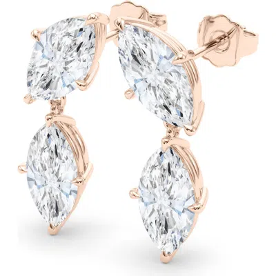 Hautecarat Lab Grown Diamond Twin Marquise Cut Drop Earrings
