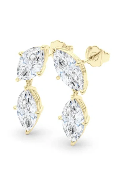 Hautecarat Lab Grown Diamond Twin Marquise Cut Drop Earrings In Gold