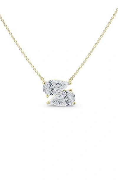 Hautecarat Lab Grown Diamond Twin Pear Cut Pendant Necklace