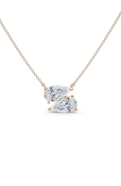 Hautecarat Lab Grown Diamond Twin Pear Cut Pendant Necklace
