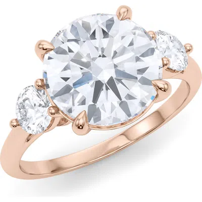 Hautecarat Lab Grown Round Diamond Ring, 4ct In 18k Rose Gold