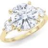 Hautecarat Lab Grown Round Diamond Ring, 4ct In 18k Yellow Gold