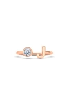 HAUTECARAT HAUTECARAT LETTER LAB CREATED DIAMOND 18K ROSE GOLD RING