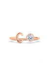 Hautecarat Letter Lab Created Diamond 18k Rose Gold Ring